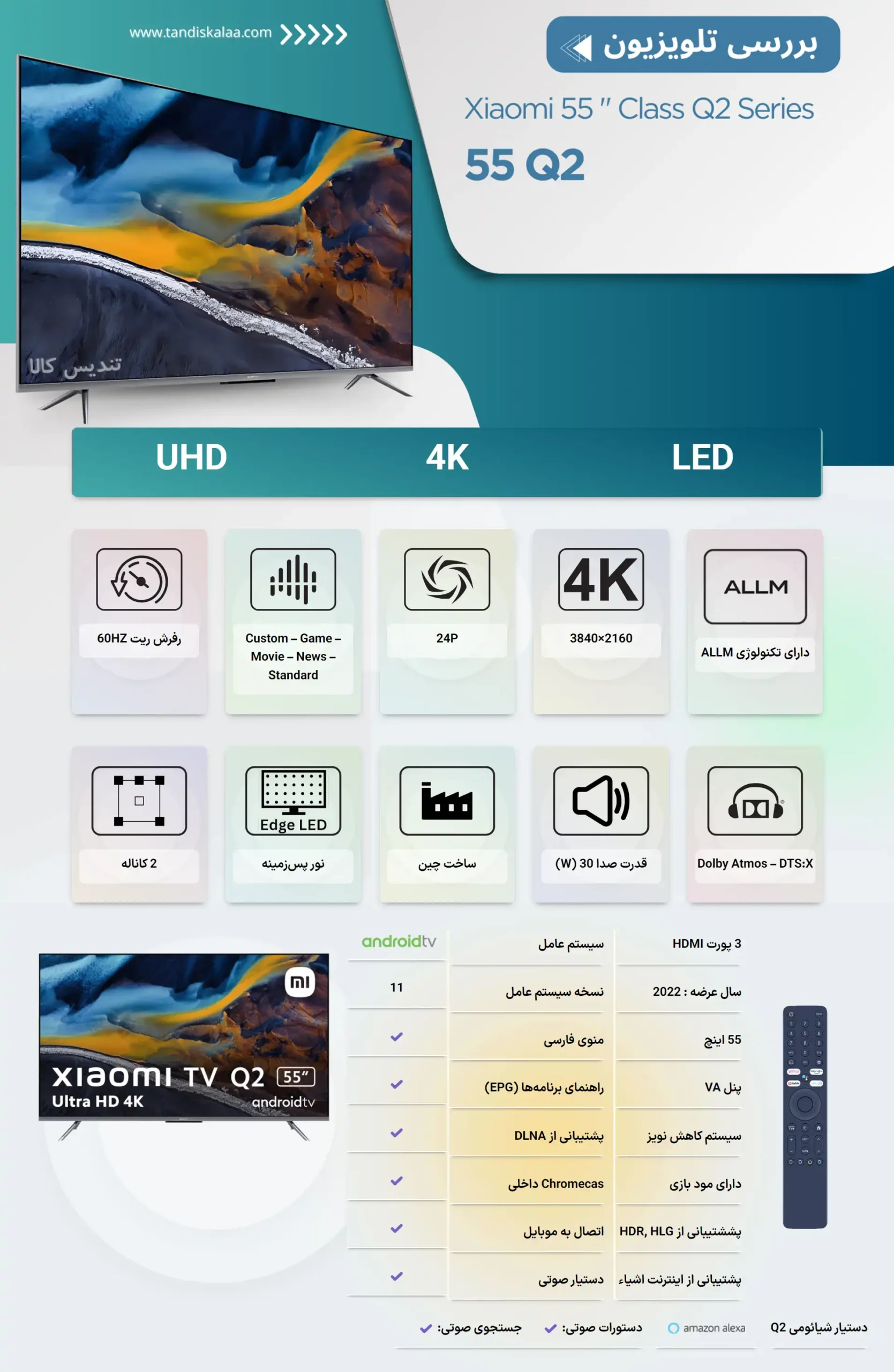 بررسی تلویزیون 55 اینچ شیائومی Q2